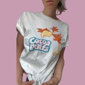 Cocoa Puffs Cartoon Logo White Graphic Tee